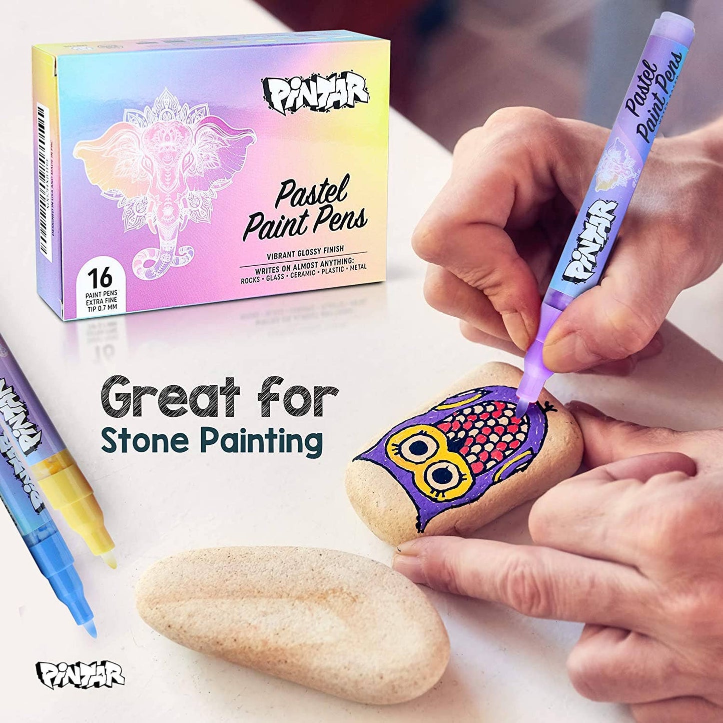 Pintar 16 Pack Acrylic Pastel Paint Pens with 0.7mm Ultra Fi