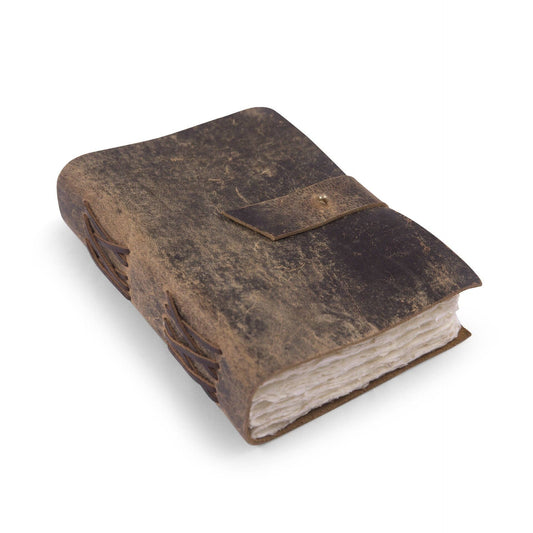Scratched Brown Leather Journal: Large 13.5"x10"