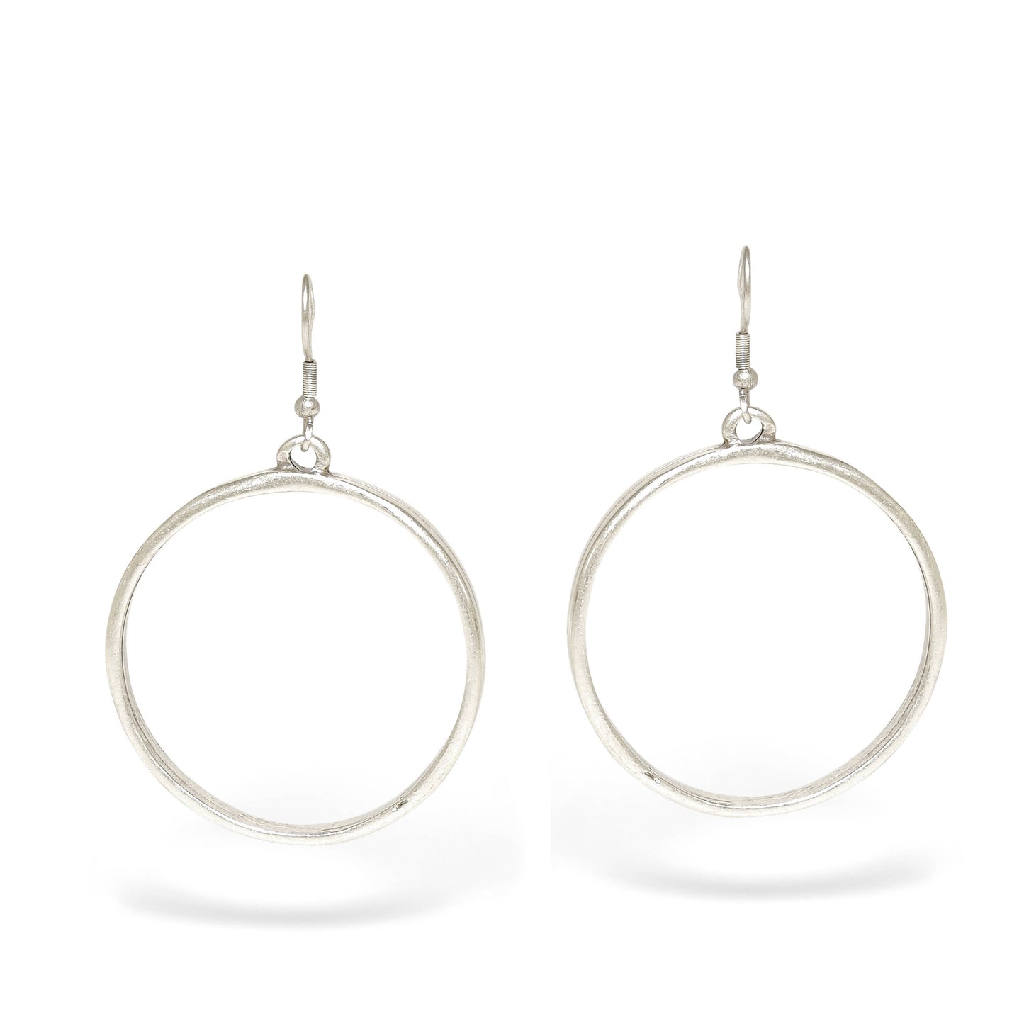 Handmade Hoop Pewter Earrings - 24-351