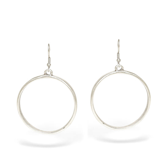 Handmade Hoop Pewter Earrings - 24-351