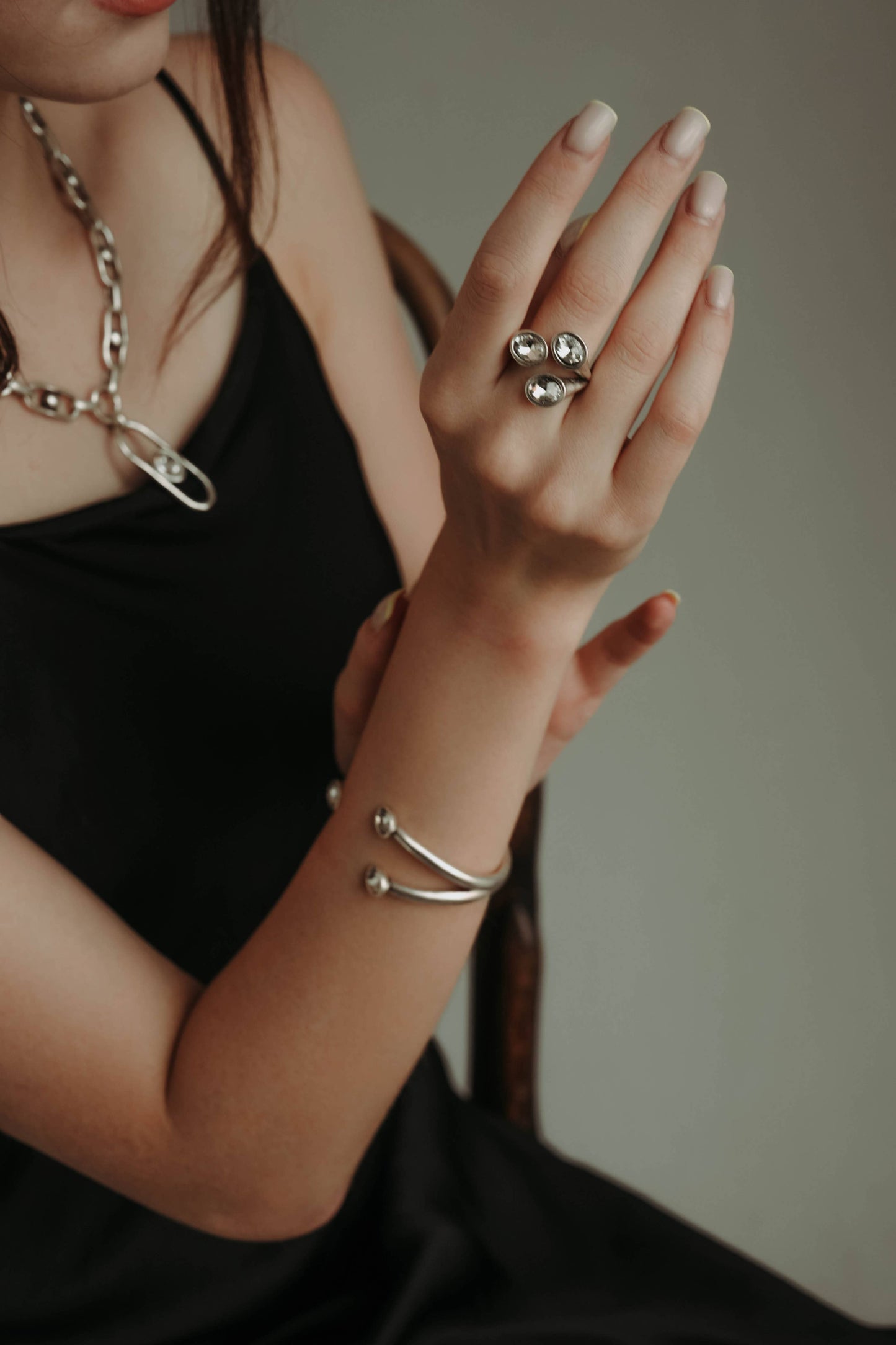 Handmade Crystal Brass Ring - 6824