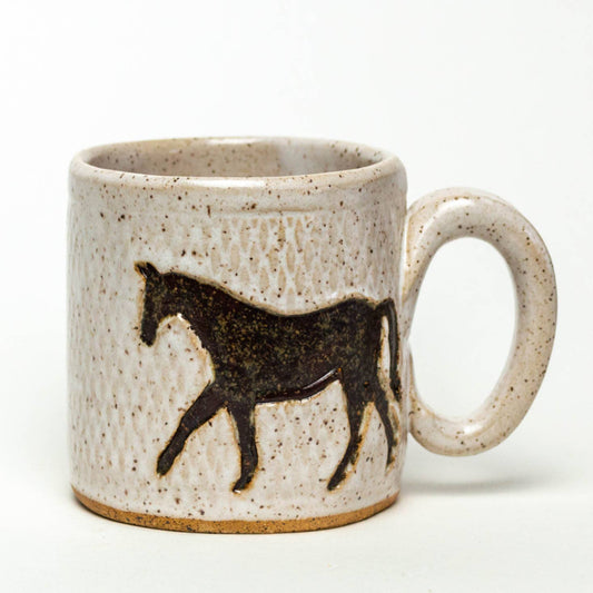 Mug | Brown Horse Design Handmade in Ohio, Ceramic White 10 oz Mug