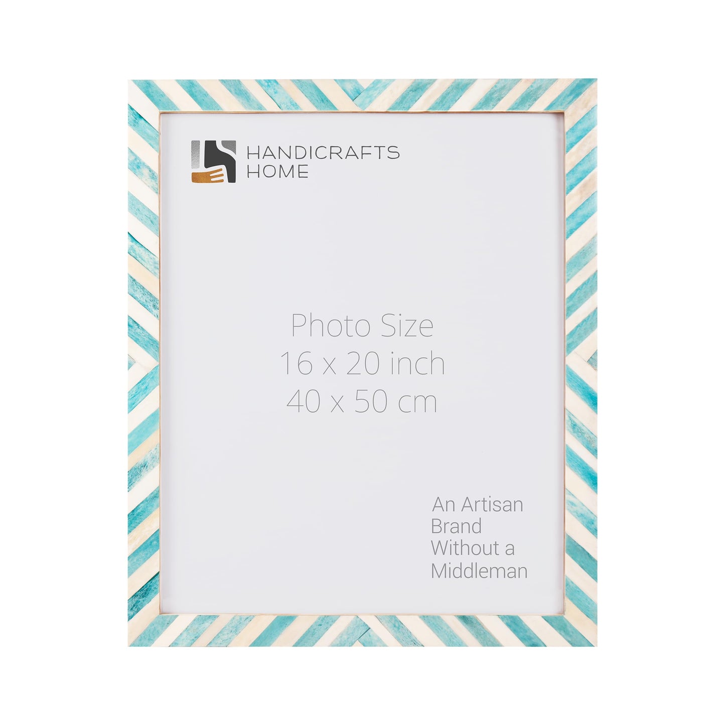 Chevron Pattern Bone Inlay Picture Frames, 26 Sizes, Green: 5x7