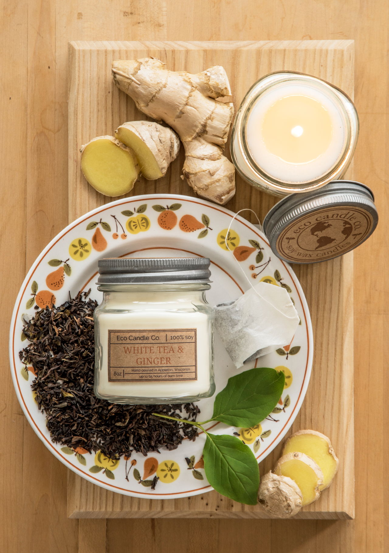 8oz mason WHITE TEA & GINGER