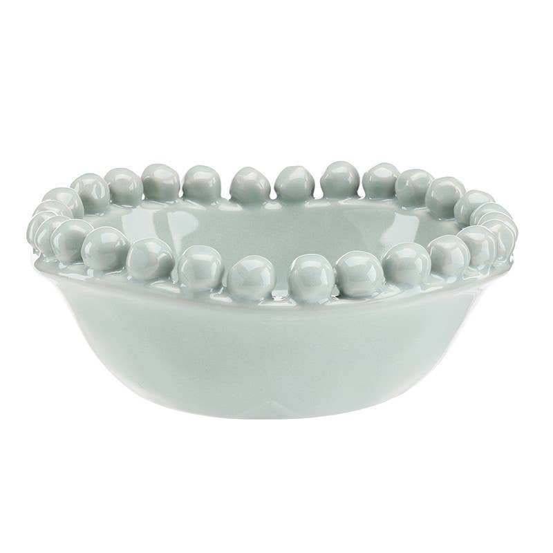 Ceramic Beaded Bowl - Small - Coastal Blue: 5" Dia x 2" H