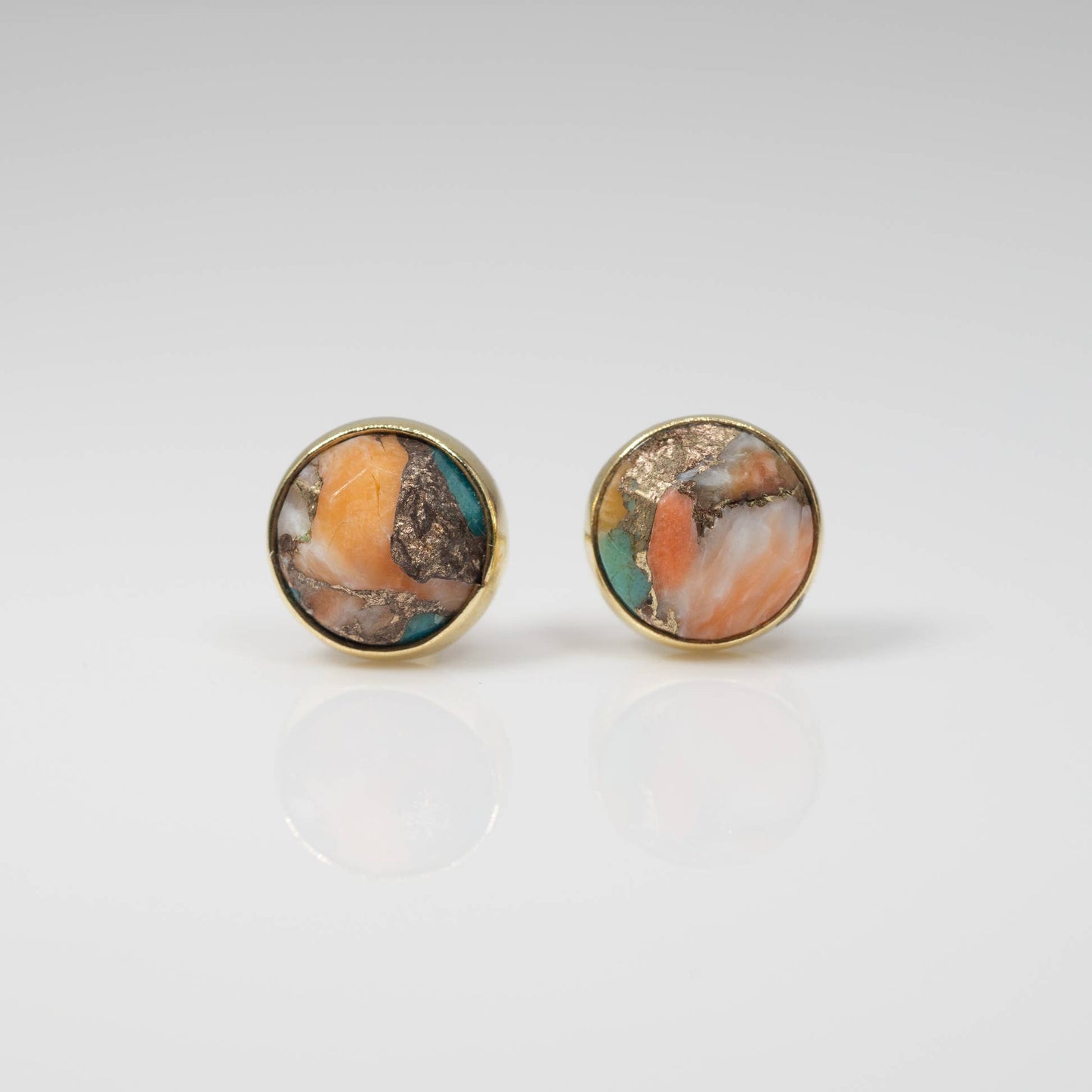 Mohave Turquoise Shell Studs: Blue/Orange