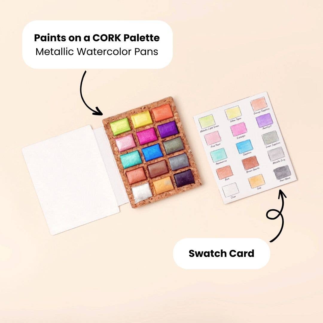 Watercolor Pans - Metallic 15 Colors
