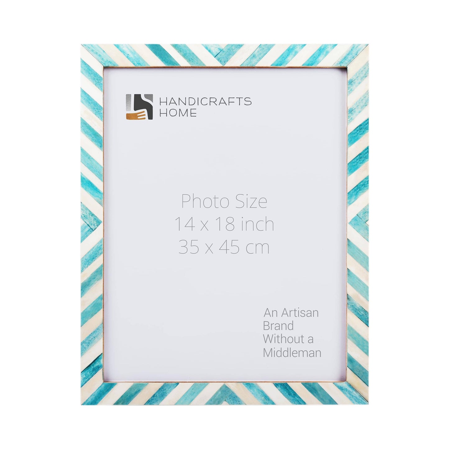 Chevron Pattern Bone Inlay Picture Frames, 26 Sizes, Green: 5x7