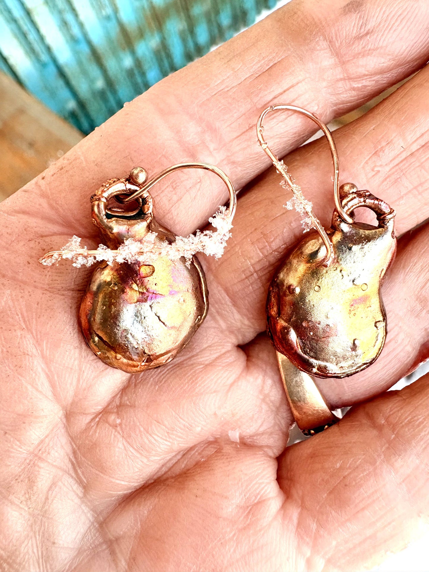 Ammonite Earrings Copper Electroformed