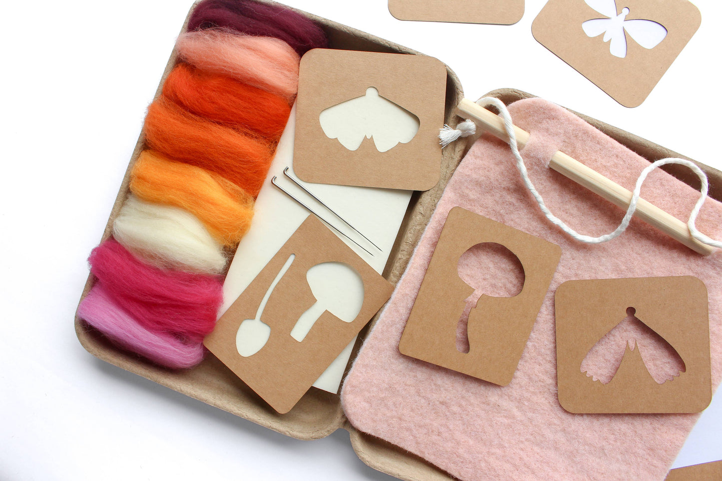 8"x8" Moth and Mushroom Banner Felting Kit: Pink