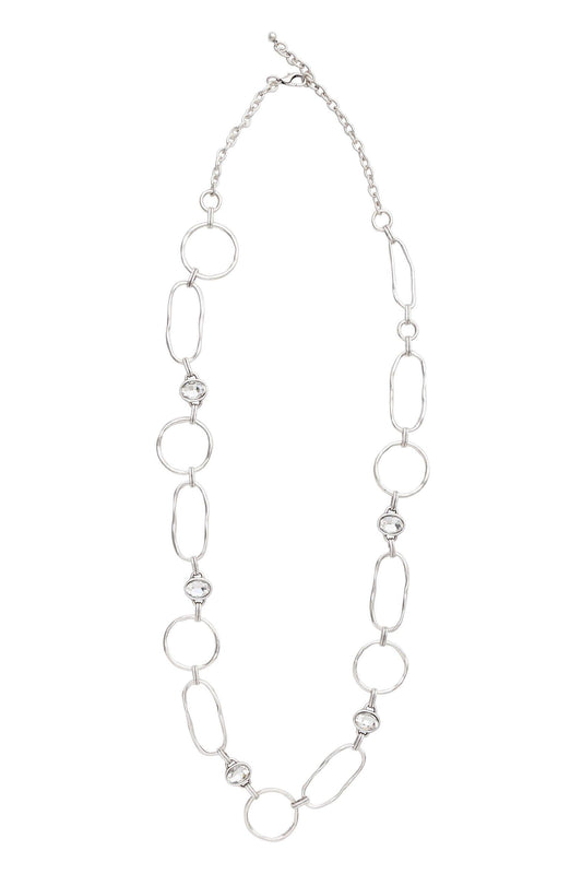 Handmade Crystal Pewter Necklace - 3991