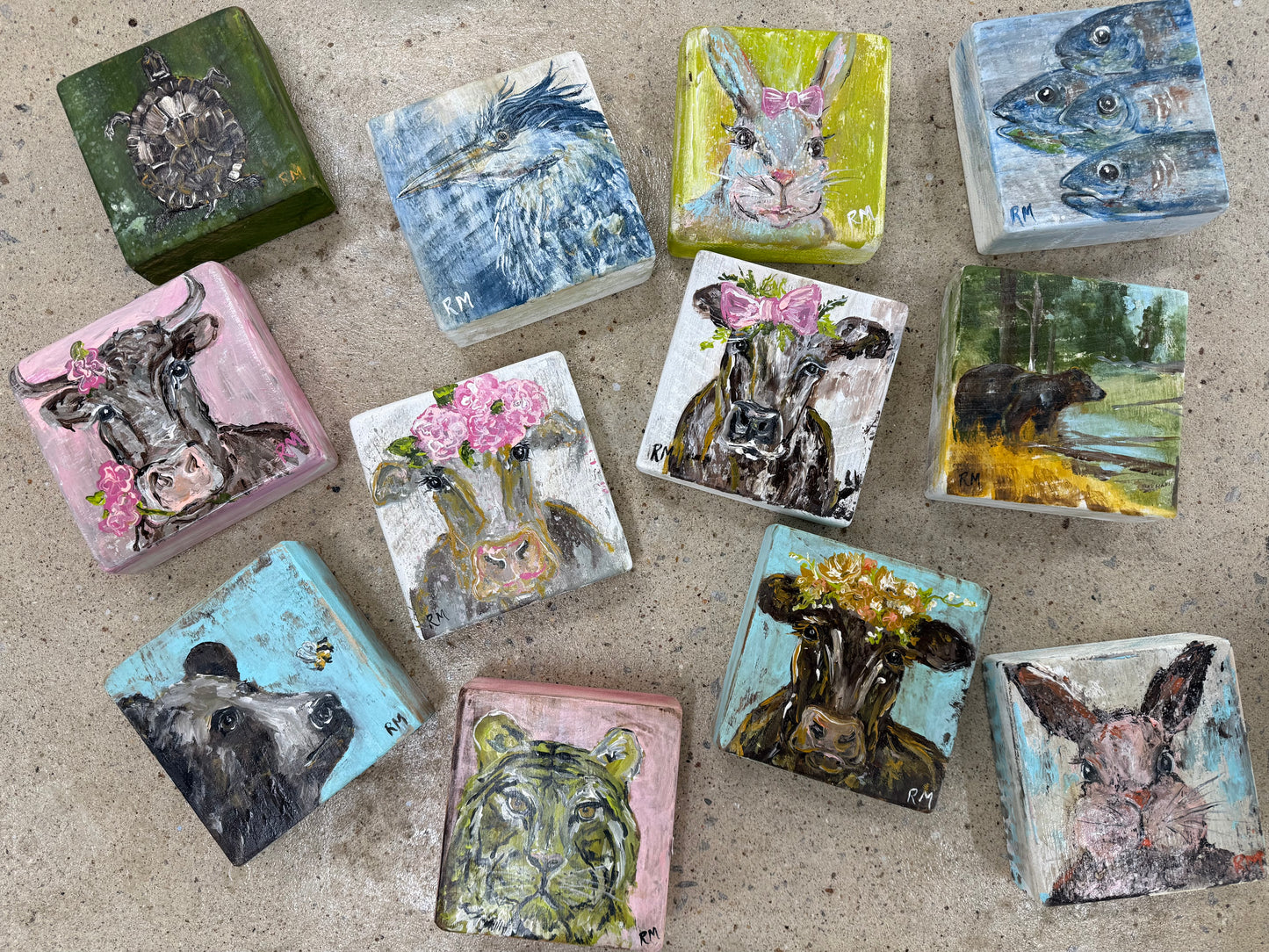 Mini Block Paintings by Rabun Martin