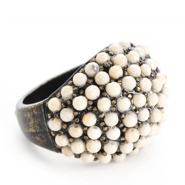 Beaded Dome Ring: 7 / African Turq