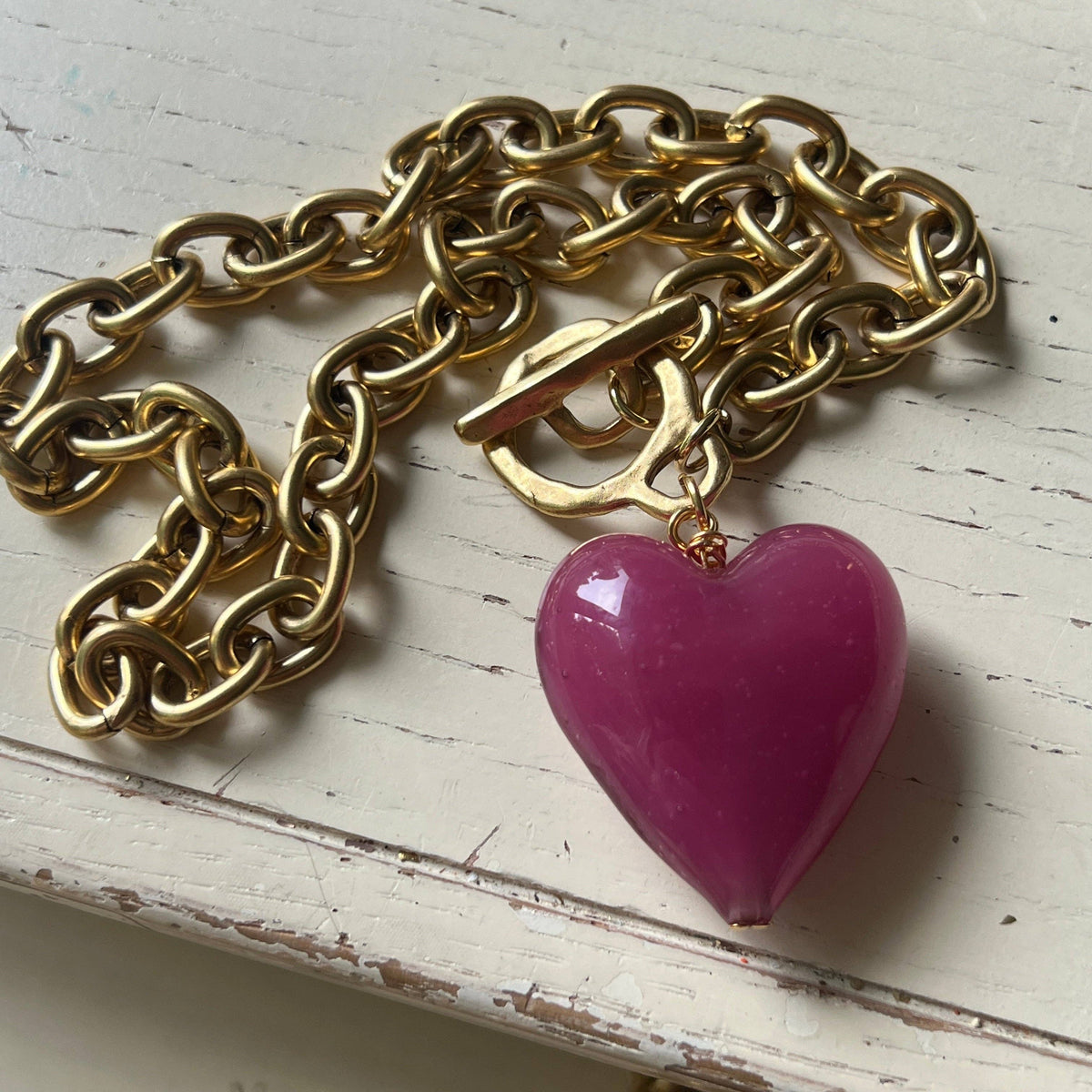 Amore Murano Glass Heart Necklace: Bella Blue