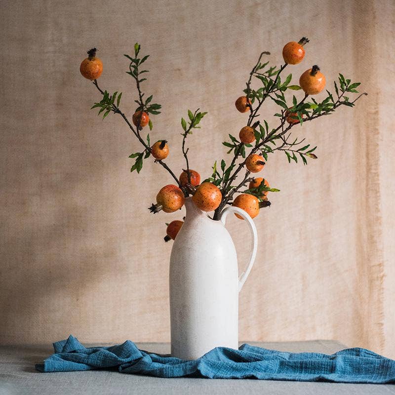 Artificial Fruit Yellow Orange Pomegranate Fruit Stem 36" Tall: Three Stems