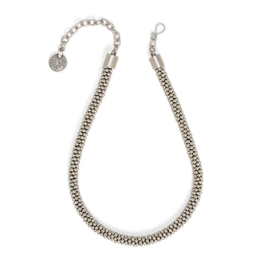 Handmade Knitting Pewter Necklace - 1642