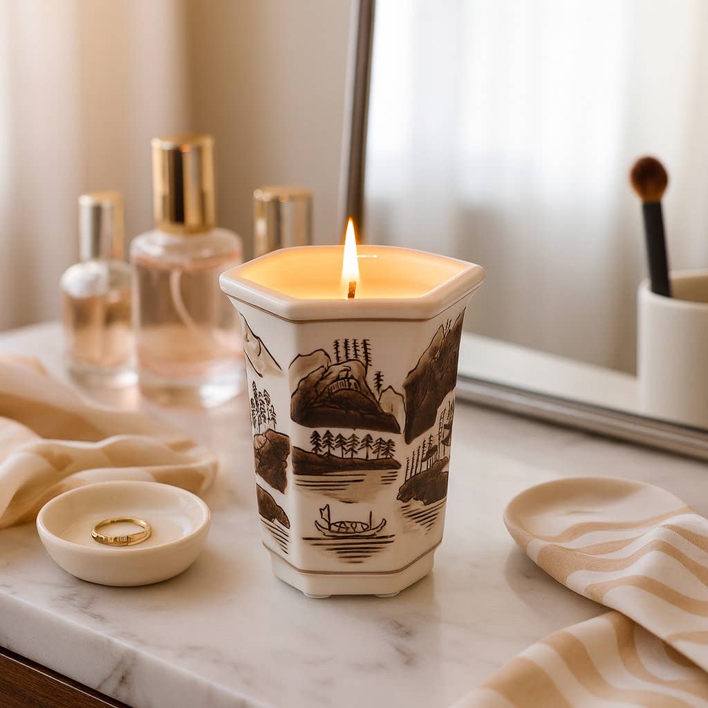 Scented Candle - Sage & Eucalyptus Brown Ceramic, 6 Oz