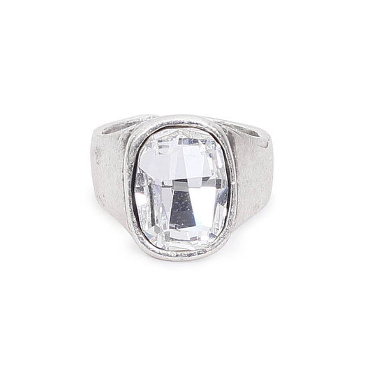 Handmade Clear Crystal Brass Ring - 6911