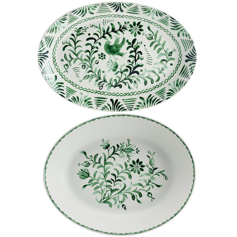 Fitz & Floyd Sicily Green Bowl/Platter Set Brown Bx Pkg: GREEN / 5316945 / English
