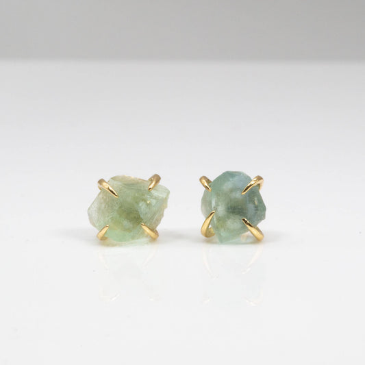 Prong Raw Crystal Studs: Flourite