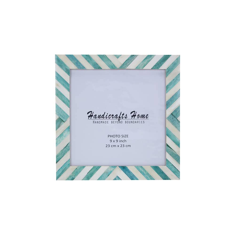 Chevron Pattern Bone Inlay Picture Frames, 26 Sizes, Green: 5x7