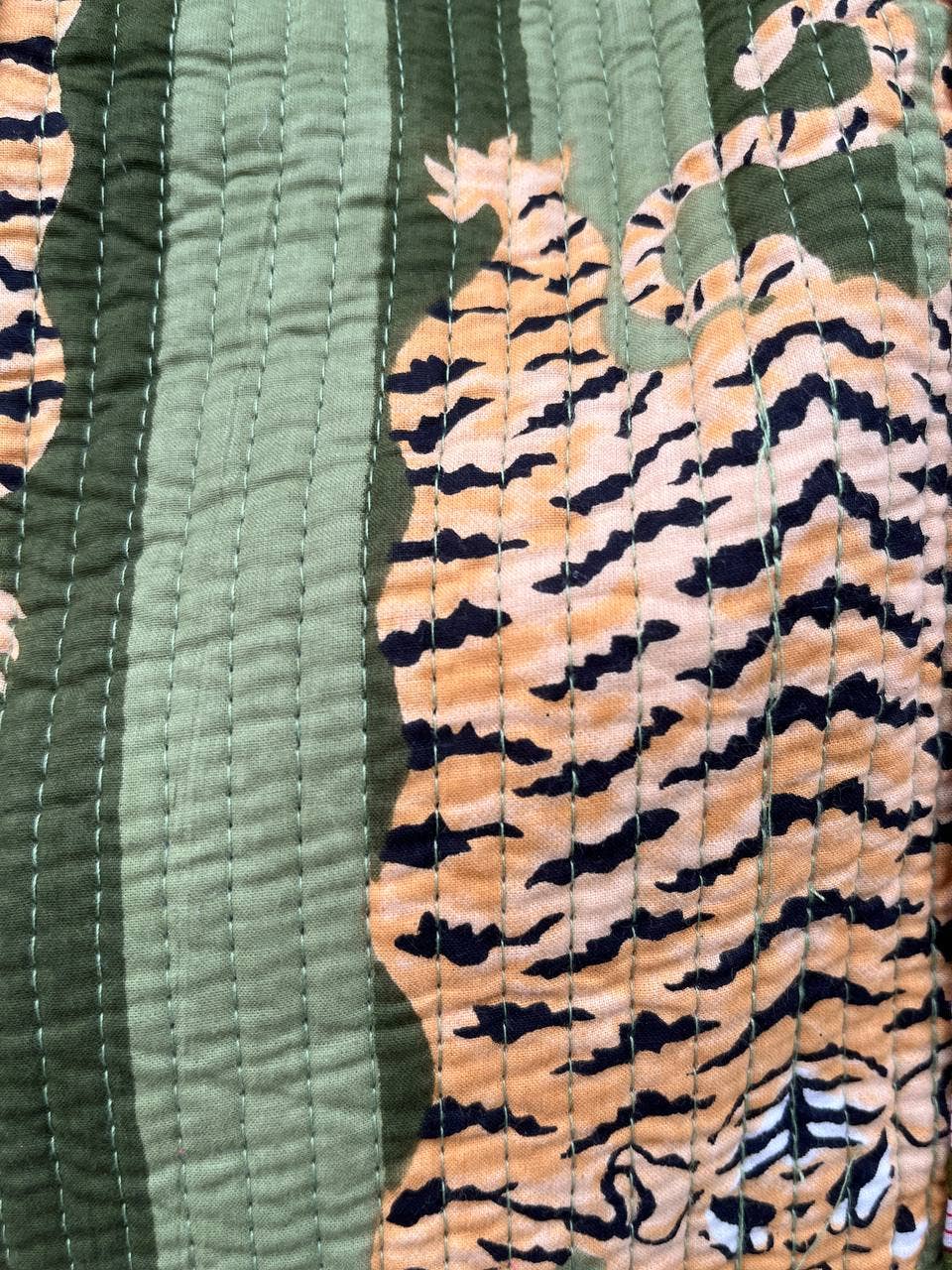 Tiger Block Printed Bag Indian Handmade Cotton Shopping Bag