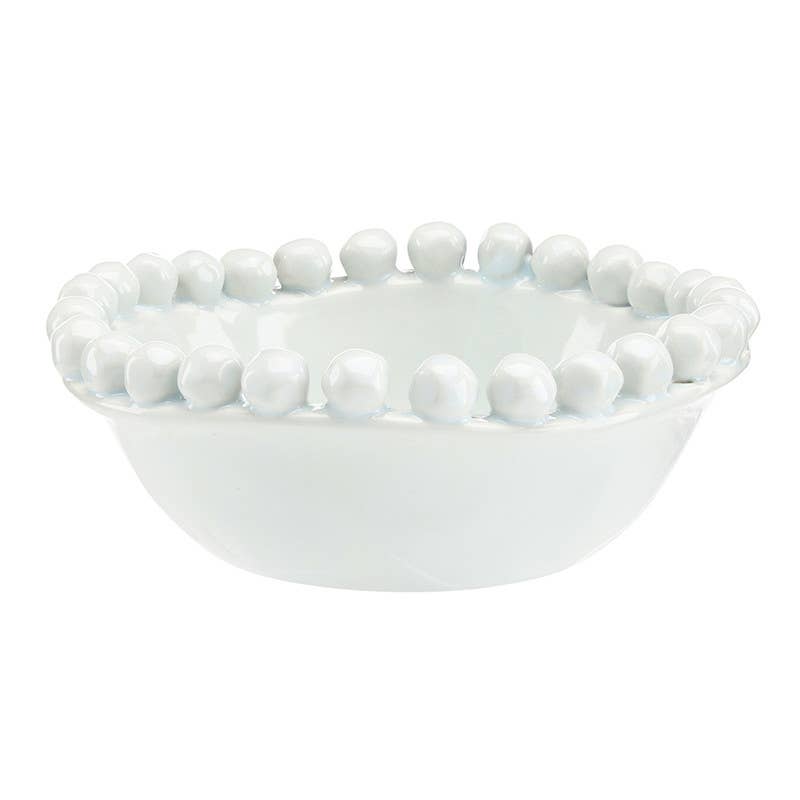 Ceramic Beaded Bowl - Small - Mist: 5" Dia x 2" H