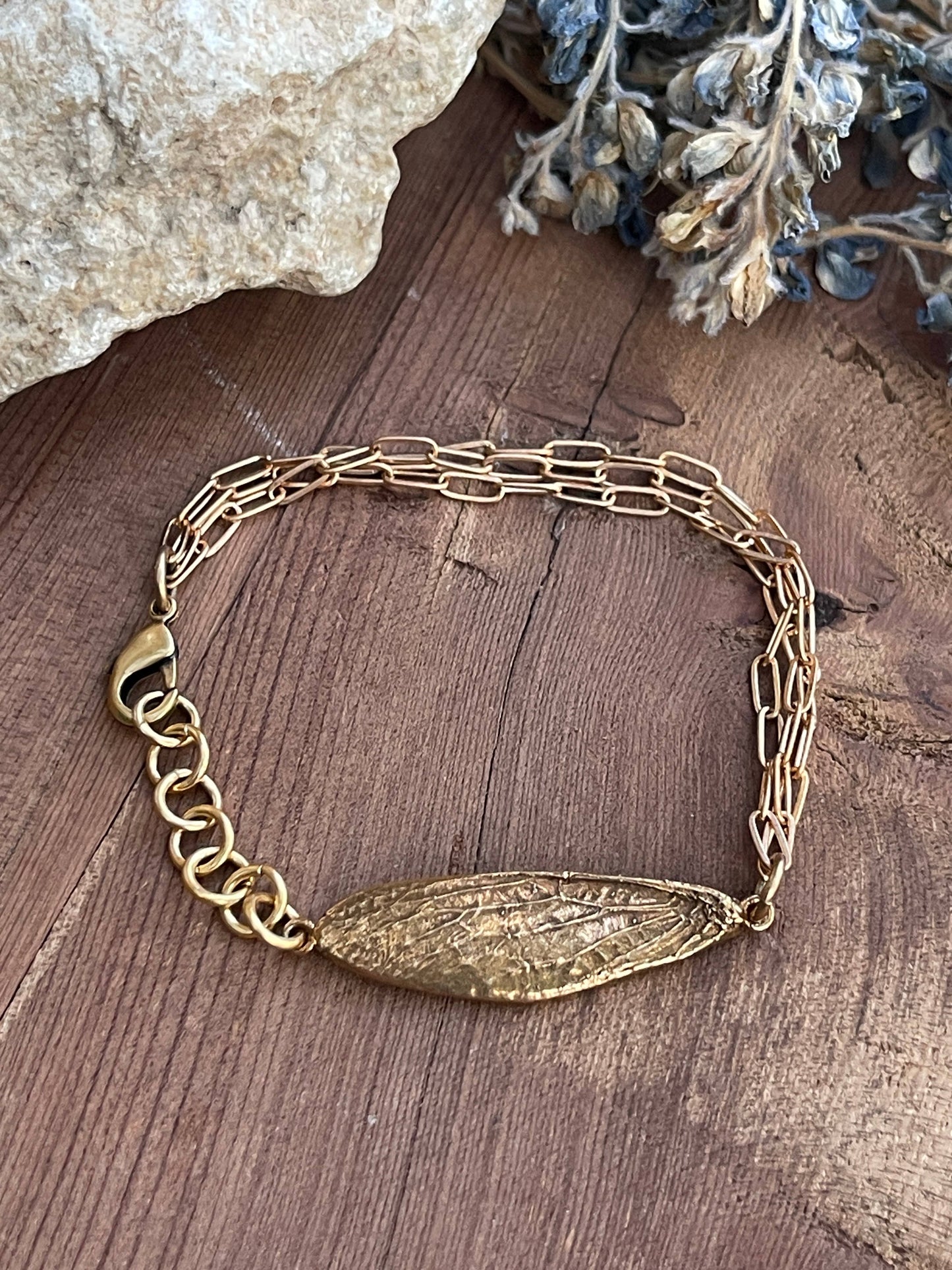 Cicada Wing Bracelet - Chain Link (Silver, Bronze, Copper): Bronze