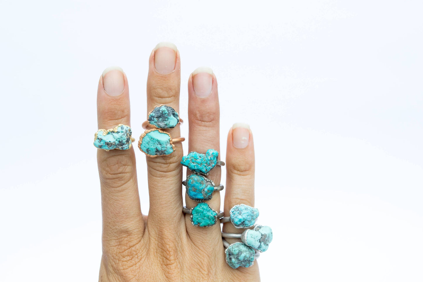 Plated large turquoise nugget ring | Raw turquoise ring SALE: Gold / 8