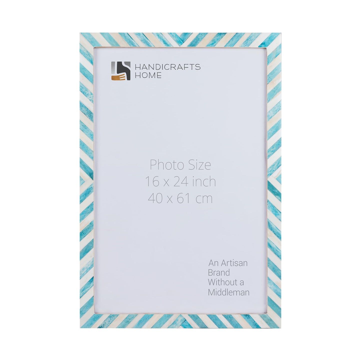 Chevron Pattern Bone Inlay Picture Frames, 26 Sizes, Green: 5x7