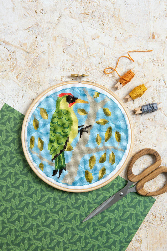 Green Woodpecker Cross Stitch Kit