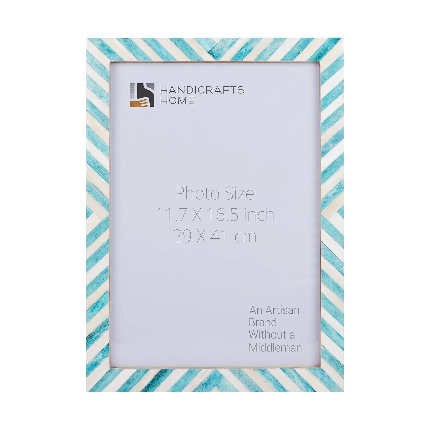 Chevron Pattern Bone Inlay Picture Frames, 26 Sizes, Green: 5x7