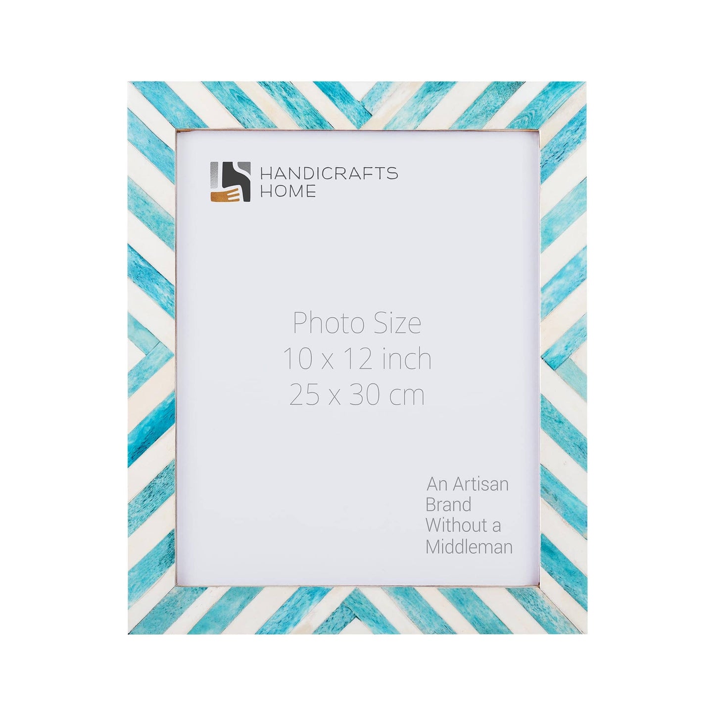 Chevron Pattern Bone Inlay Picture Frames, 26 Sizes, Green: 5x7