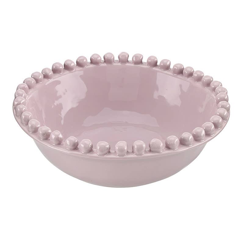 Ceramic Beaded Bowl - Large - Lilac Ash: 8\u201d Dia x 2.75" H