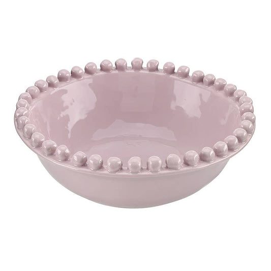 Ceramic Beaded Bowl - Large - Lilac Ash: 8\u201d Dia x 2.75" H