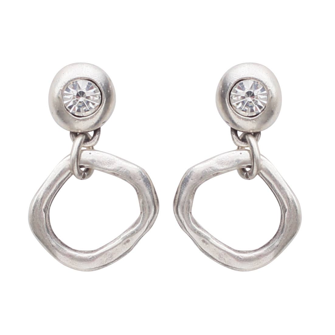 Handmade Clear Crystal Pewter Earrings - 1925