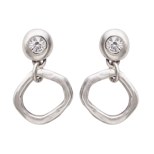 Handmade Clear Crystal Pewter Earrings - 1925