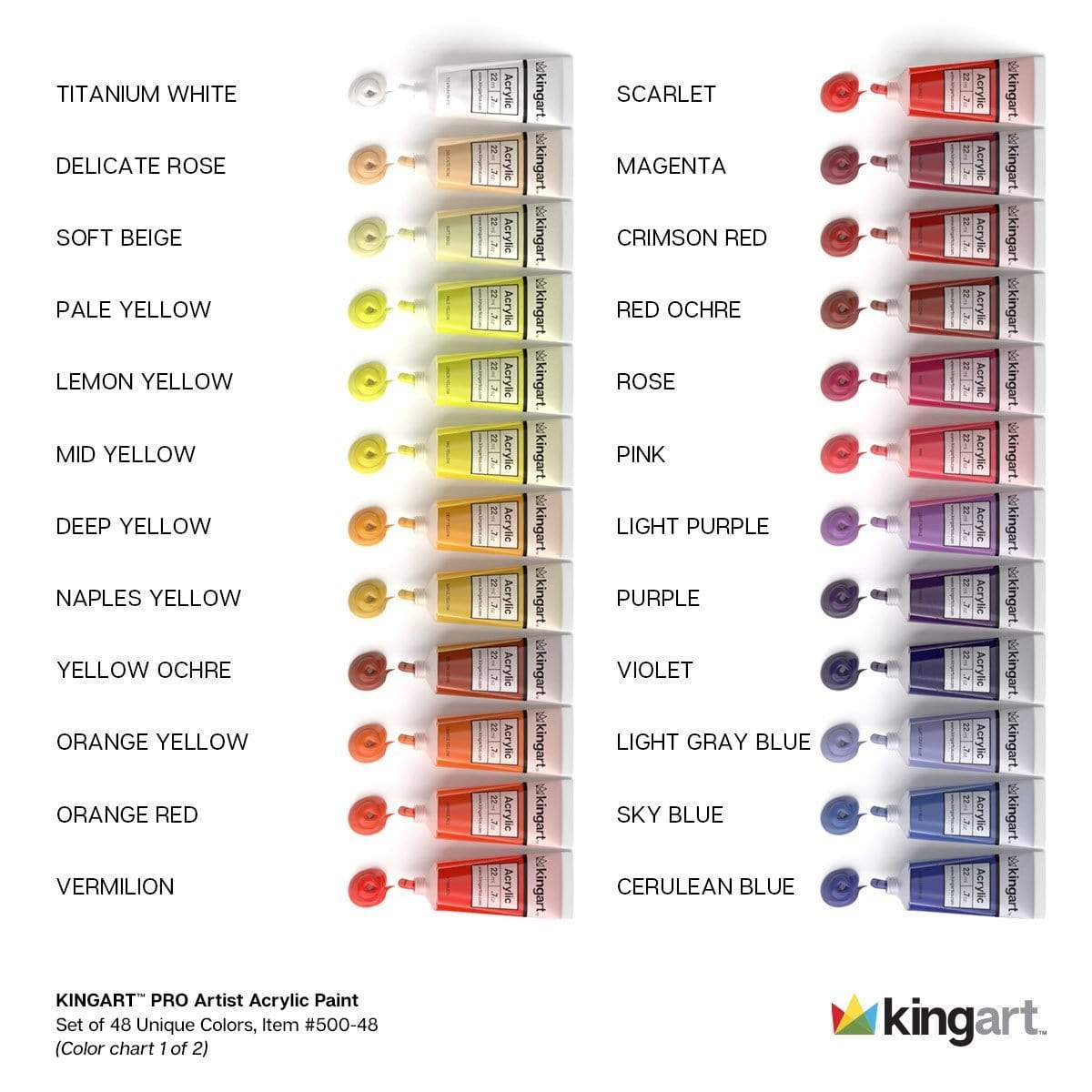 PRO Acrylic Paint Set - 22ml Tubes  - 48 Colors