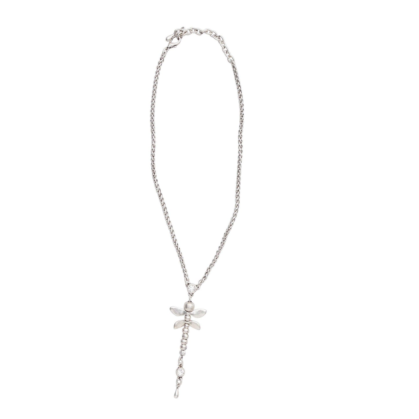 Handmade DragonFly Crystal Pewter Necklace - 3956