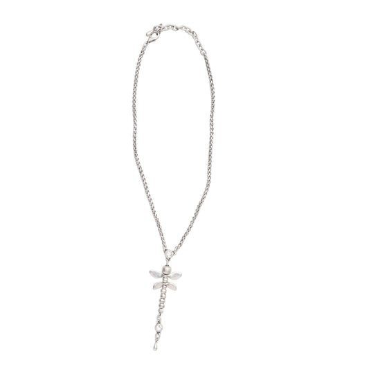 Handmade DragonFly Crystal Pewter Necklace - 3956