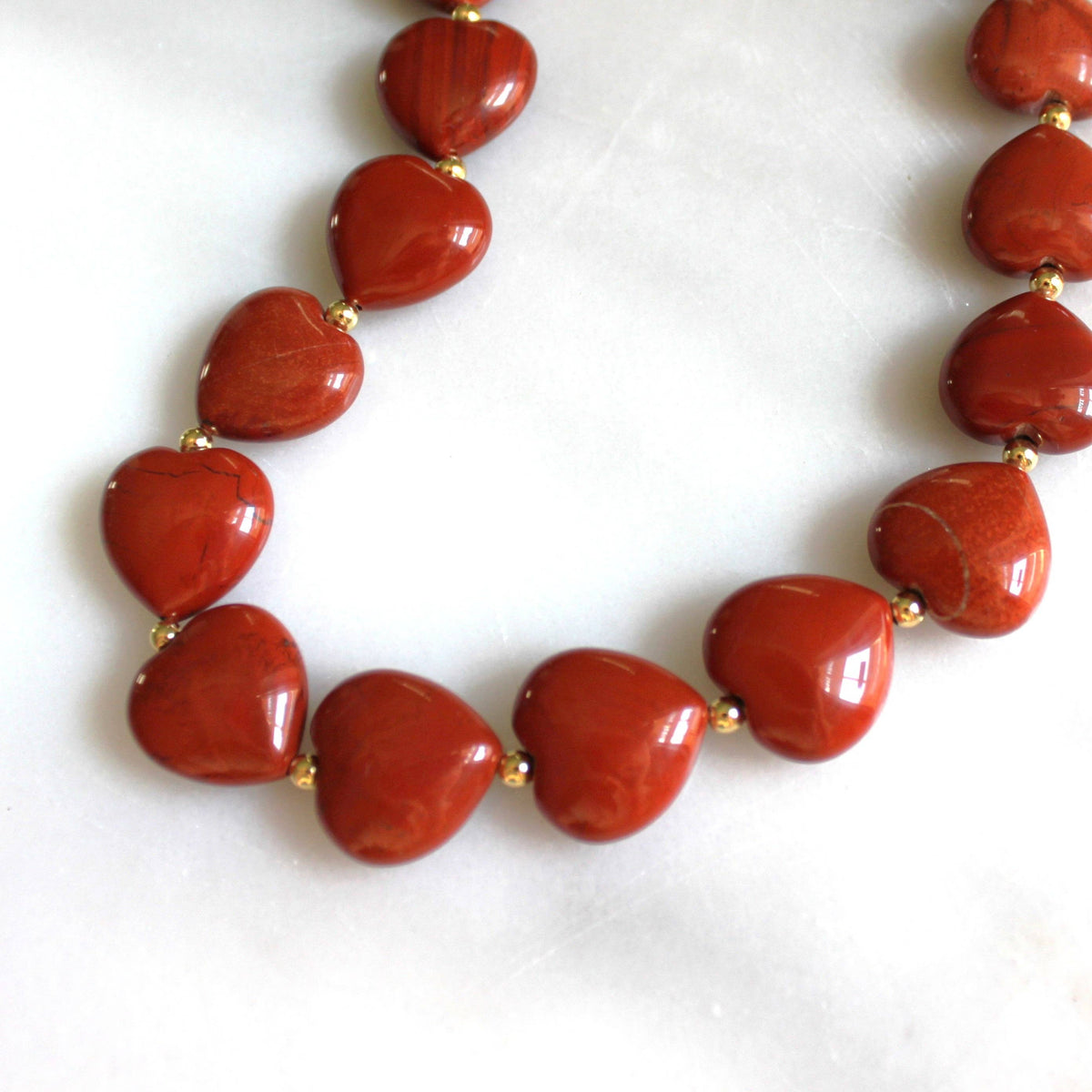 Red Jasper Wild Heart Beaded Necklace - Handmade Jewelry: 18 inch