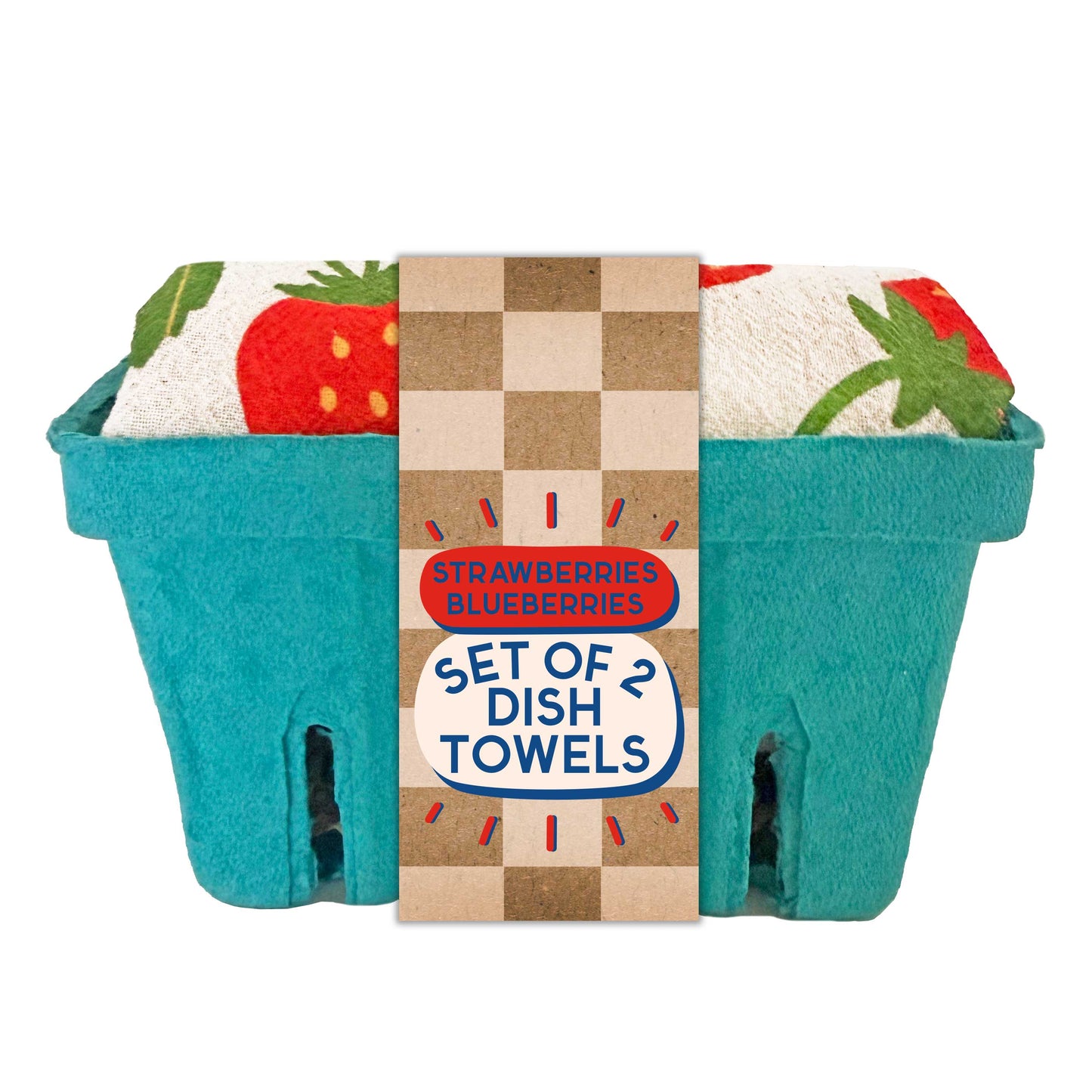 BERRY BASKET  (Blueberry, Strawberry) - Tea Towel Set of 2