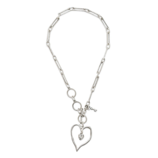 Handmade Heart Pewter Necklace - 3860