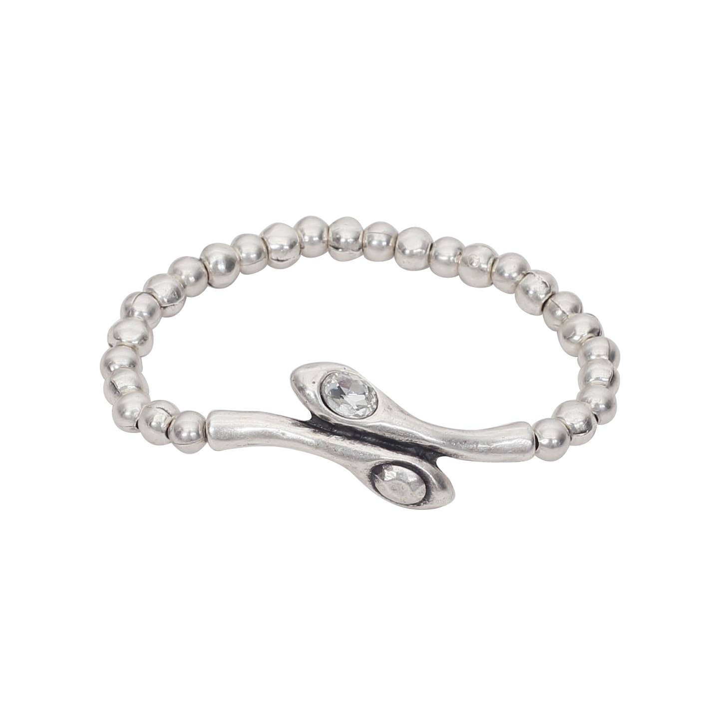 Handmade Snakeheads Crystal Pewter Bracelet - 2913