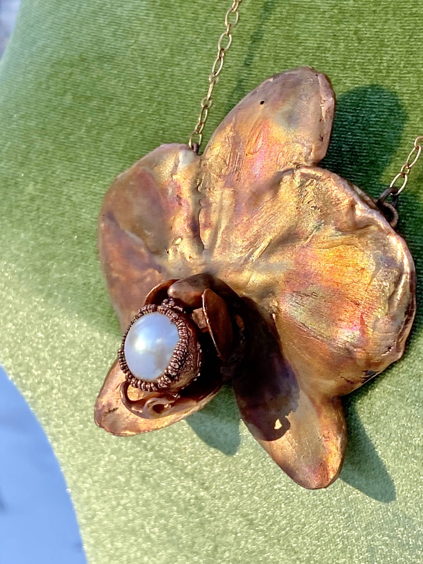 Real Orchid Flower Necklace - Copper Electroformed