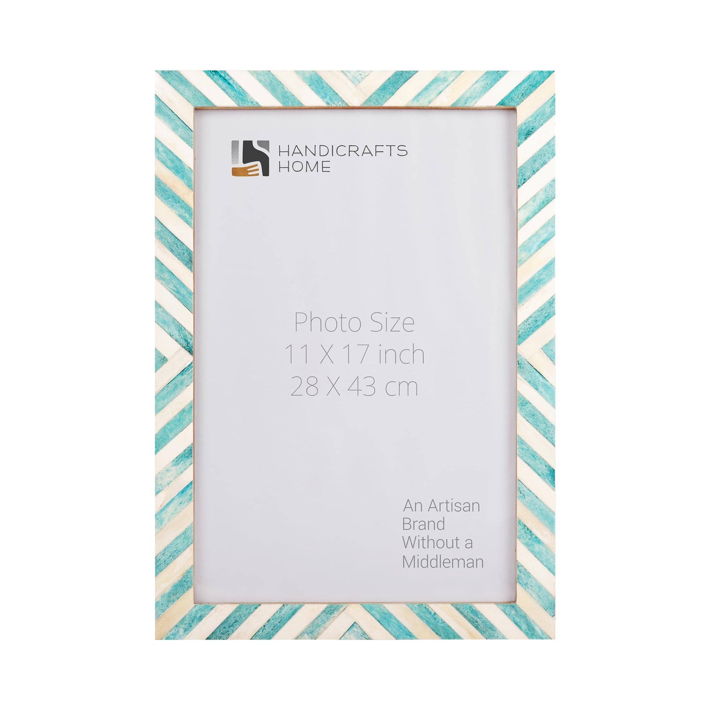 Chevron Pattern Bone Inlay Picture Frames, 26 Sizes, Green: 5x7