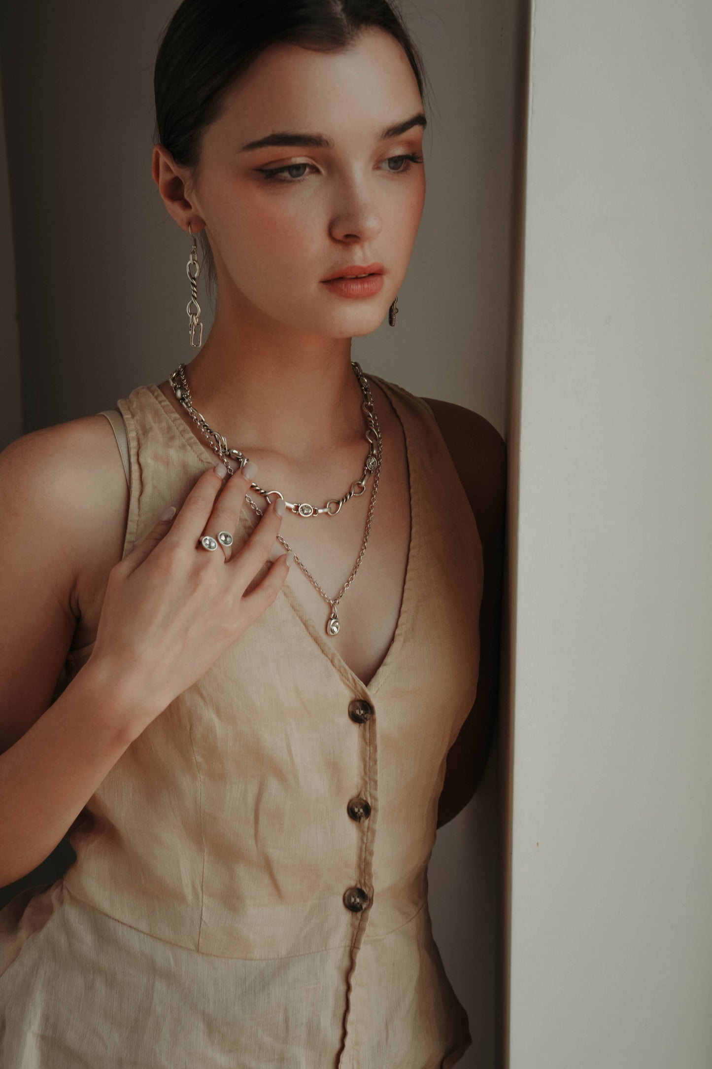 Handmade Crystal Brass Ring - 6819
