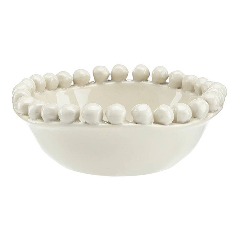 Ceramic Beaded Bowl - Small - Sand: 5" Dia x 2" H