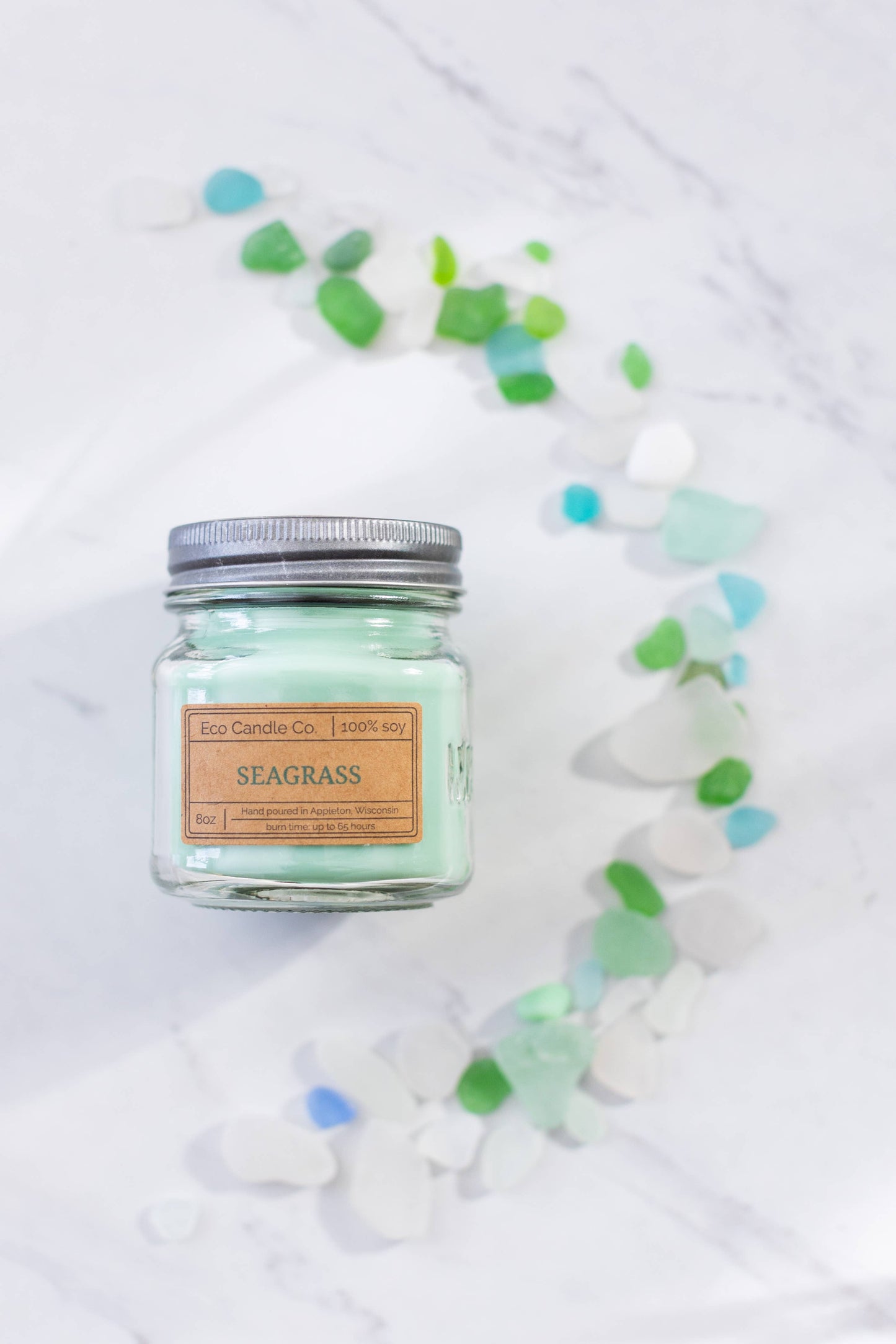 8oz mason SEAGRASS