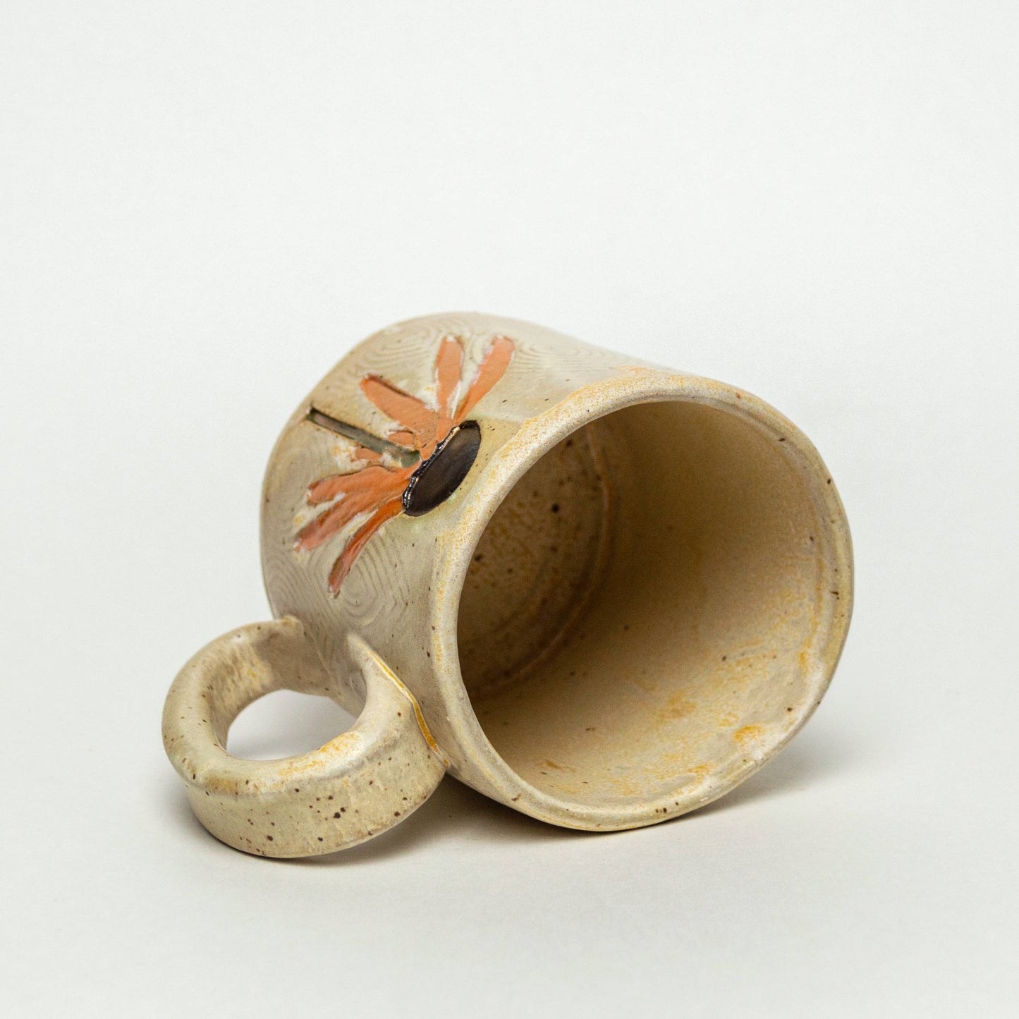 Mug | Orange Cone Flower Design Handmade in Ohio Ceramic Mug 10 oz